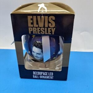 Elvis Presley Decoupage LED Ornament Christmas Tree Holiday Light-Up Decor NIB